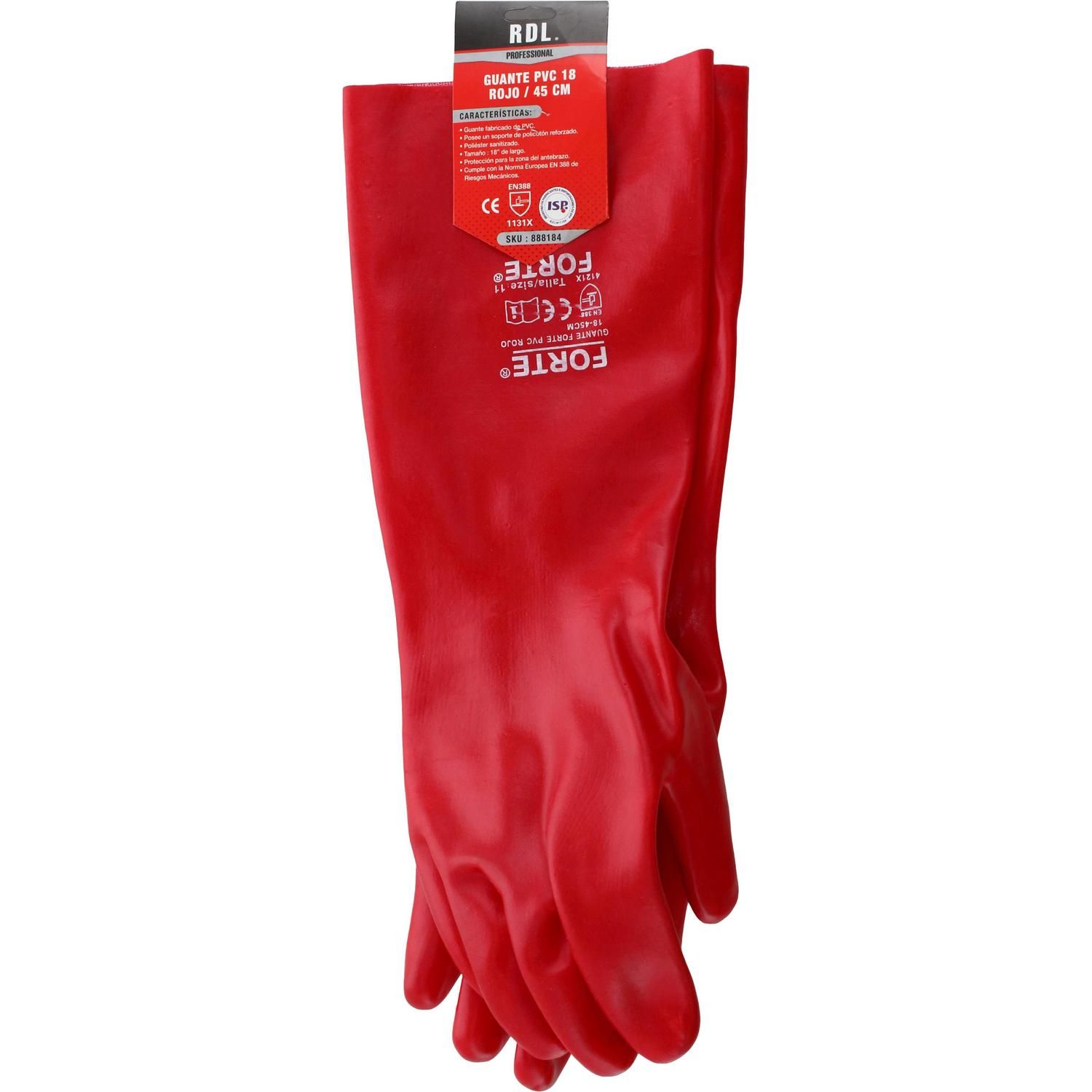 REDLINE - Guante Profesional de PVC Talla única Rojo