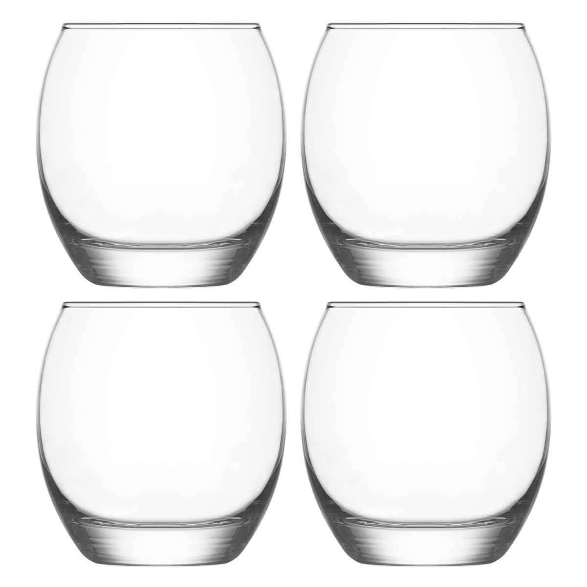 LAV - Set 4 Vasos Bajo de Vidrio 405 ml Transparente