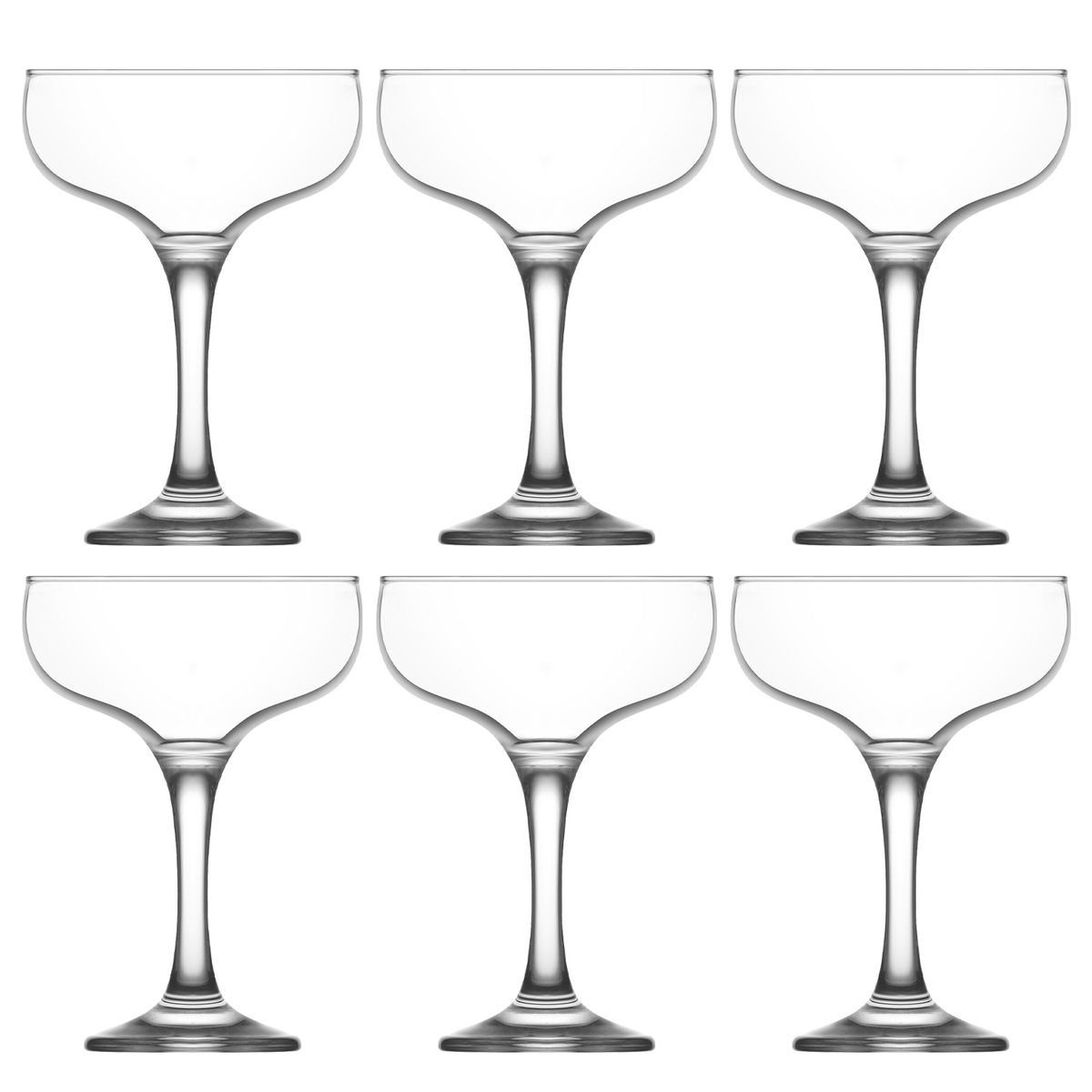 LAV - Set 6 Copas de Champán 240 ml Vidrio Transparente