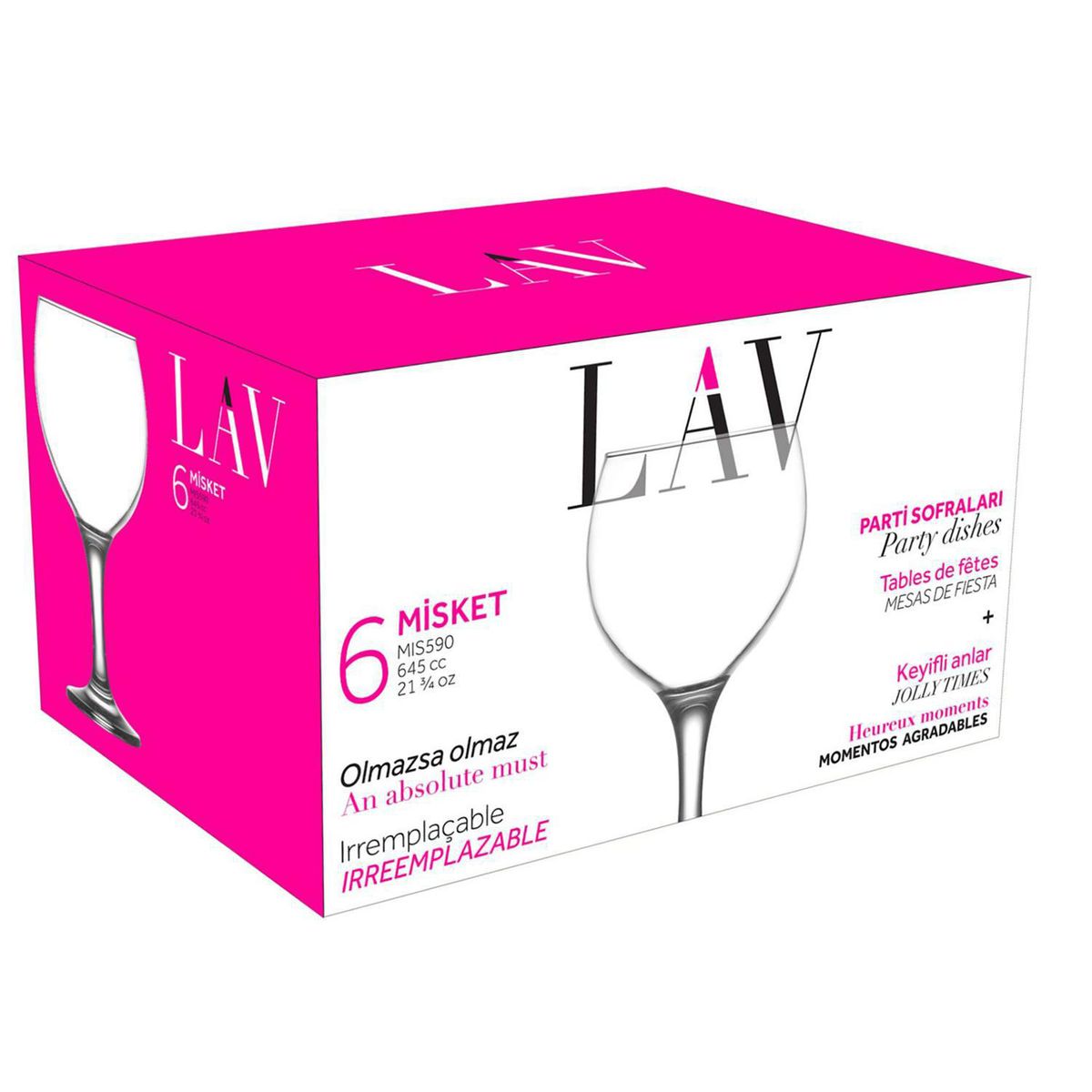 LAV - Set 6 Copas de Vino tinto 645 ml Vidrio Transparente