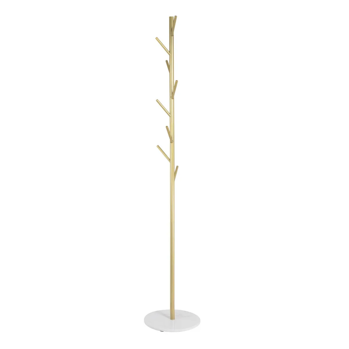 JUST HOME COLLECTION - Perchero con Base marmol Metal Dorado, Blanco