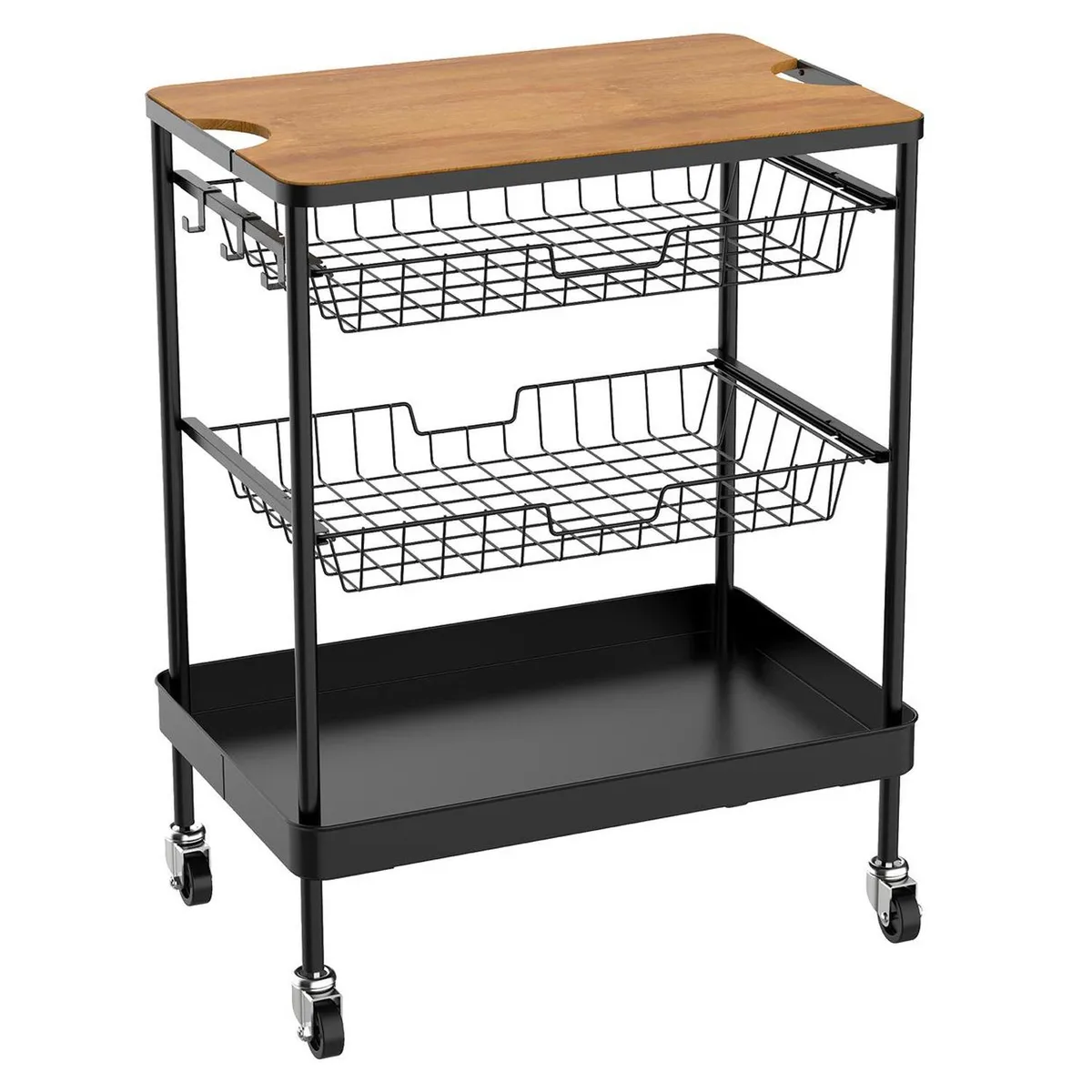 JUST HOME COLLECTION - Carro Organizador Cocina 40.5x79.5x60.5 cm Negro