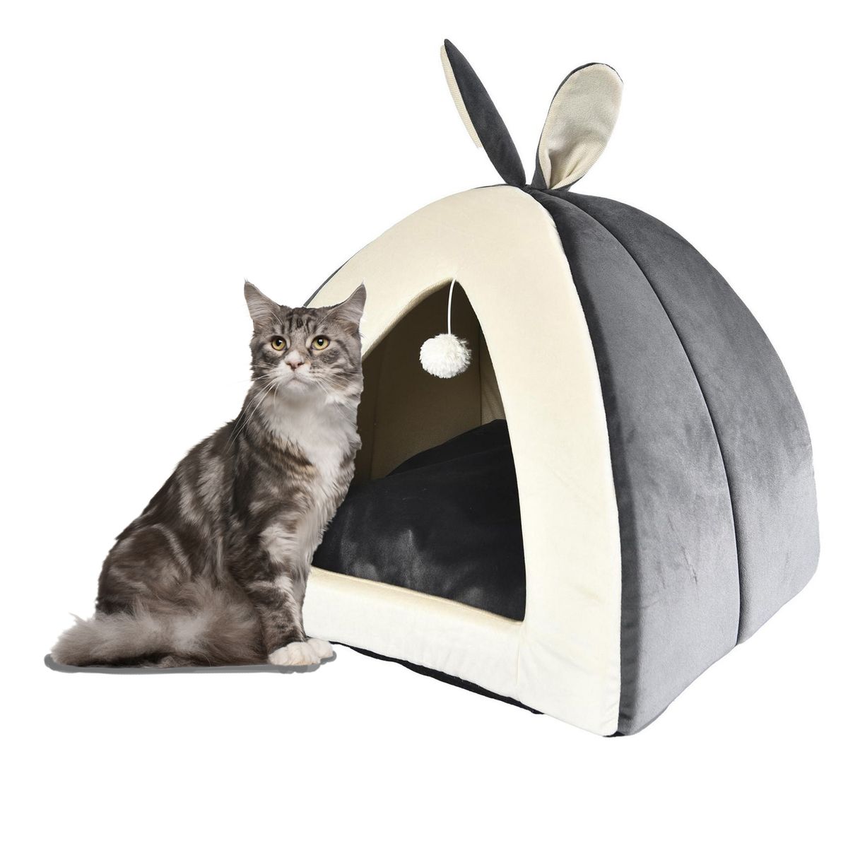PETIZOOS - Cama Igloo para Gato 40x40x40 cm Gris