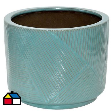 Macetero Milos celeste/gris 33x26 cm