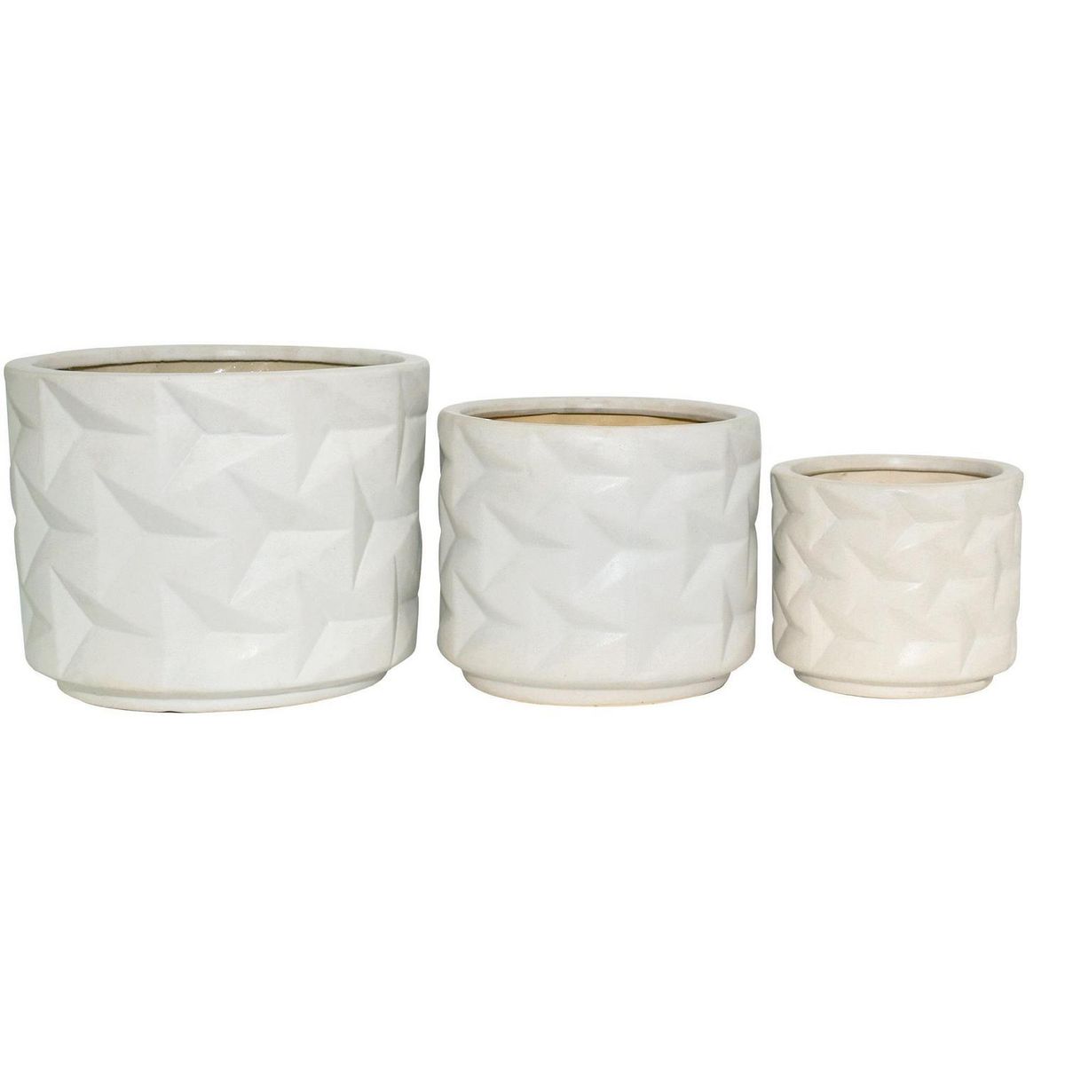 JUST HOME COLLECTION - Set 3 Maceteros Cerámica Mikonos Blanco