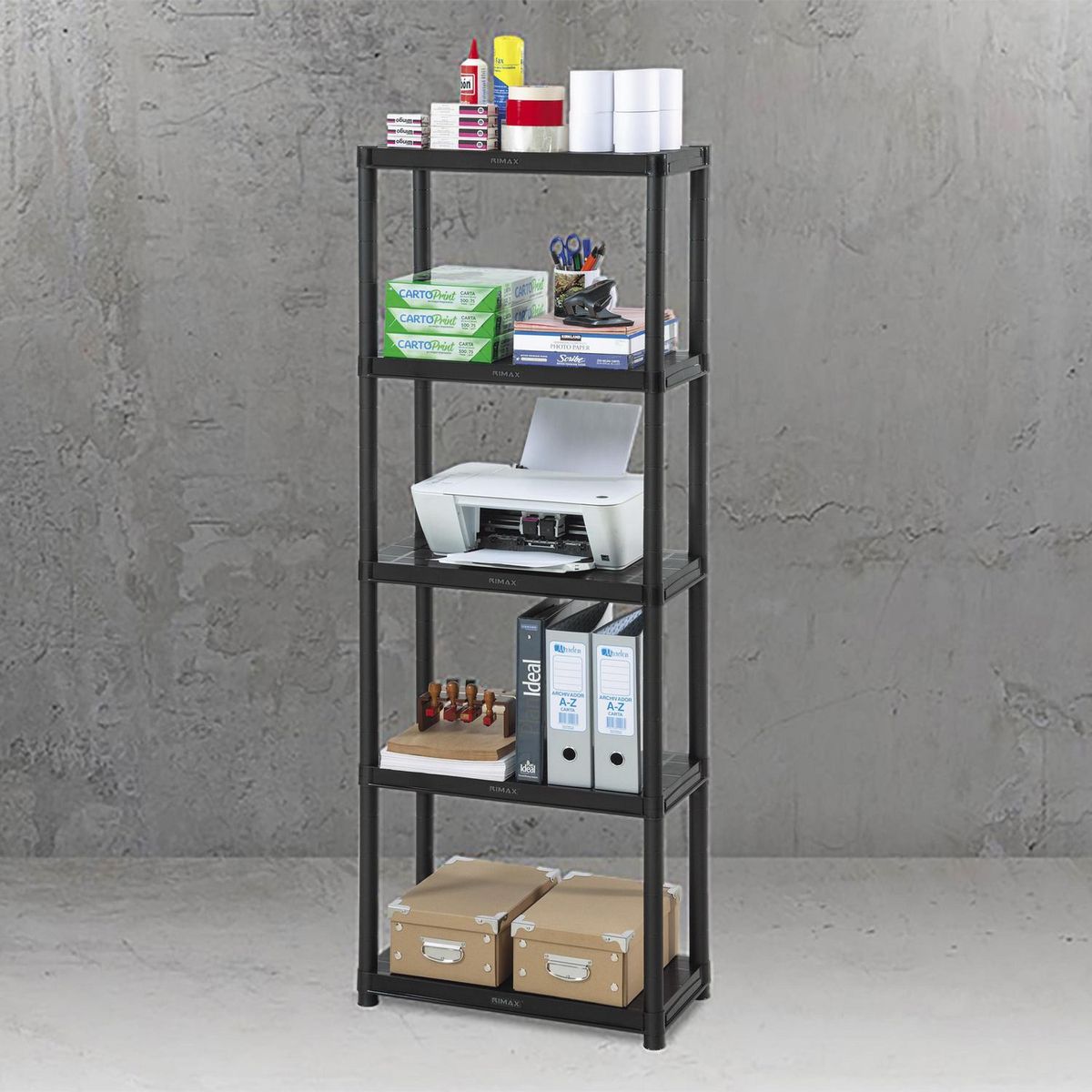 RIMAX - Estante Plástico 5 Nivel(es) 30.1x169.5x60.6 cm Negro
