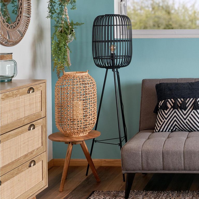 Portavela Decorativo Rattan 49 Cm Para Vela Pilar