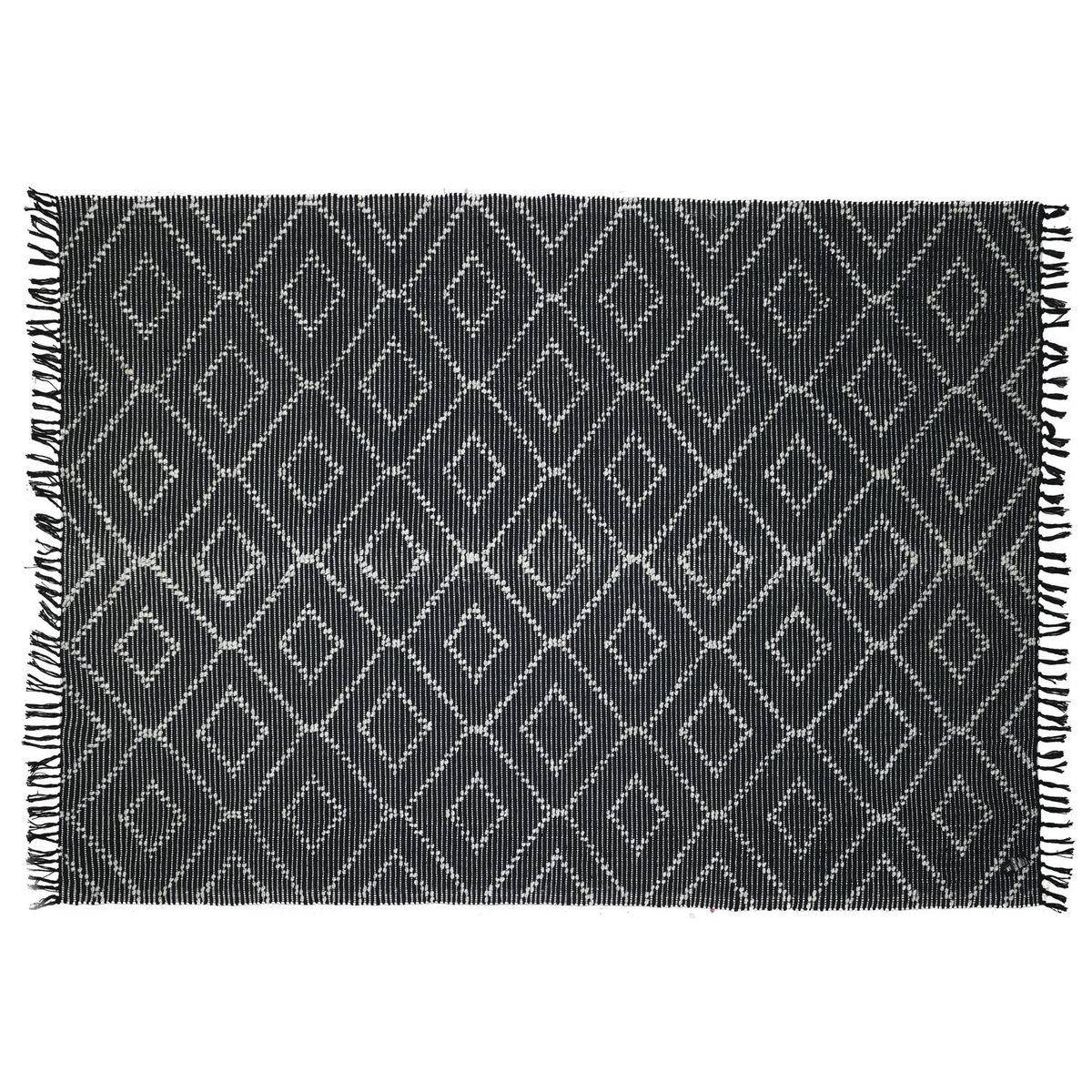 JUST HOME COLLECTION - Alfombra bazar flecos 200x290 cm negro gris