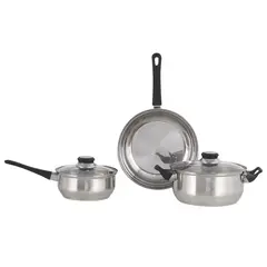 CASA BONITA - Batería de Cocina 5 Piezas Acero Plateado