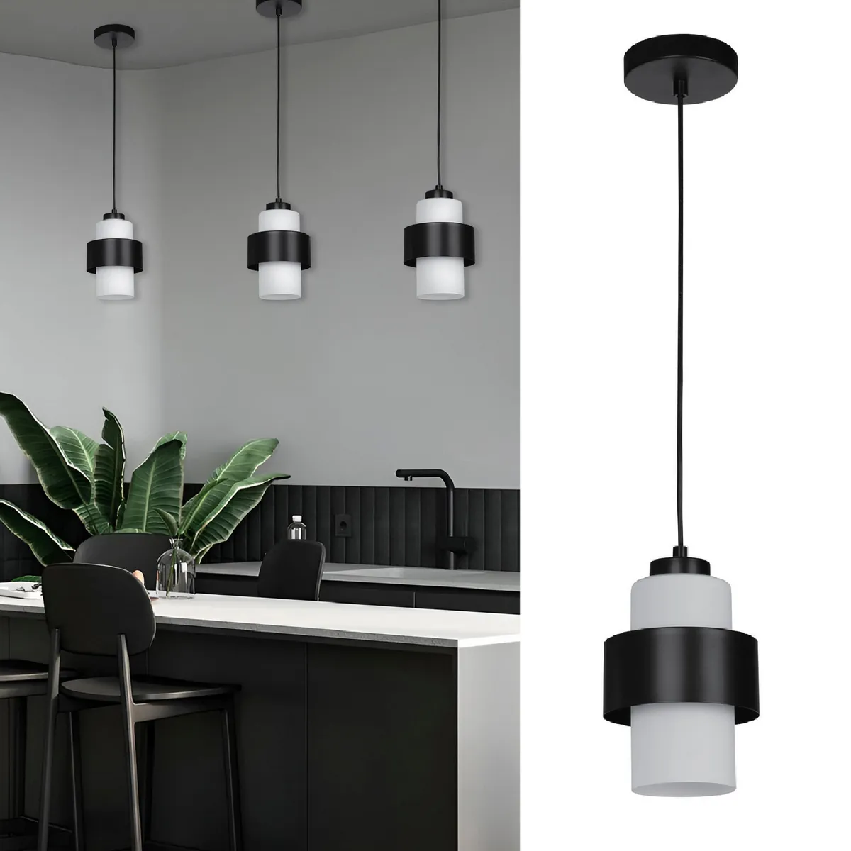 JUST HOME COLLECTION - Lámpara Colgante Metal Negro