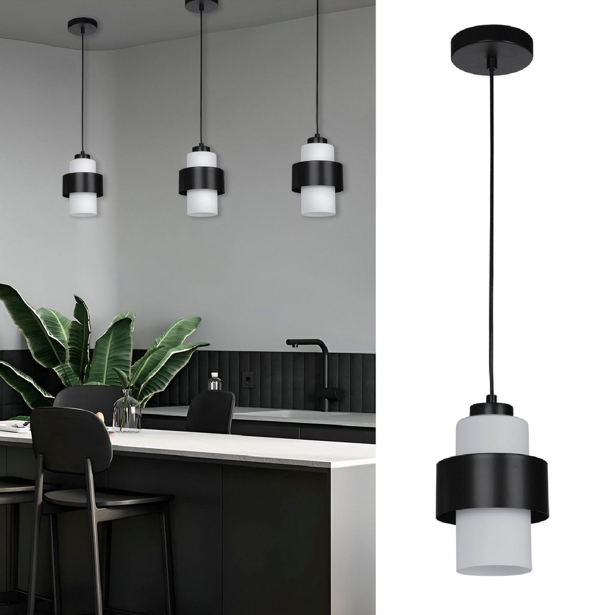 JUST HOME COLLECTION - Lámpara Colgante Metal Negro