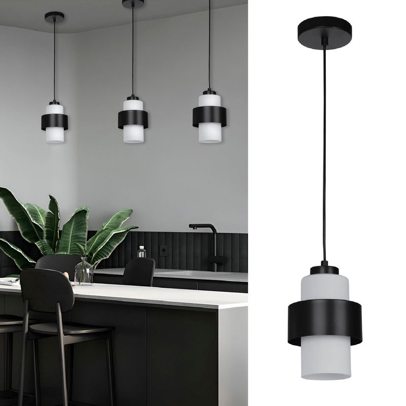 JUST HOME COLLECTION - Lámpara Colgante Metal Negro 15 cm