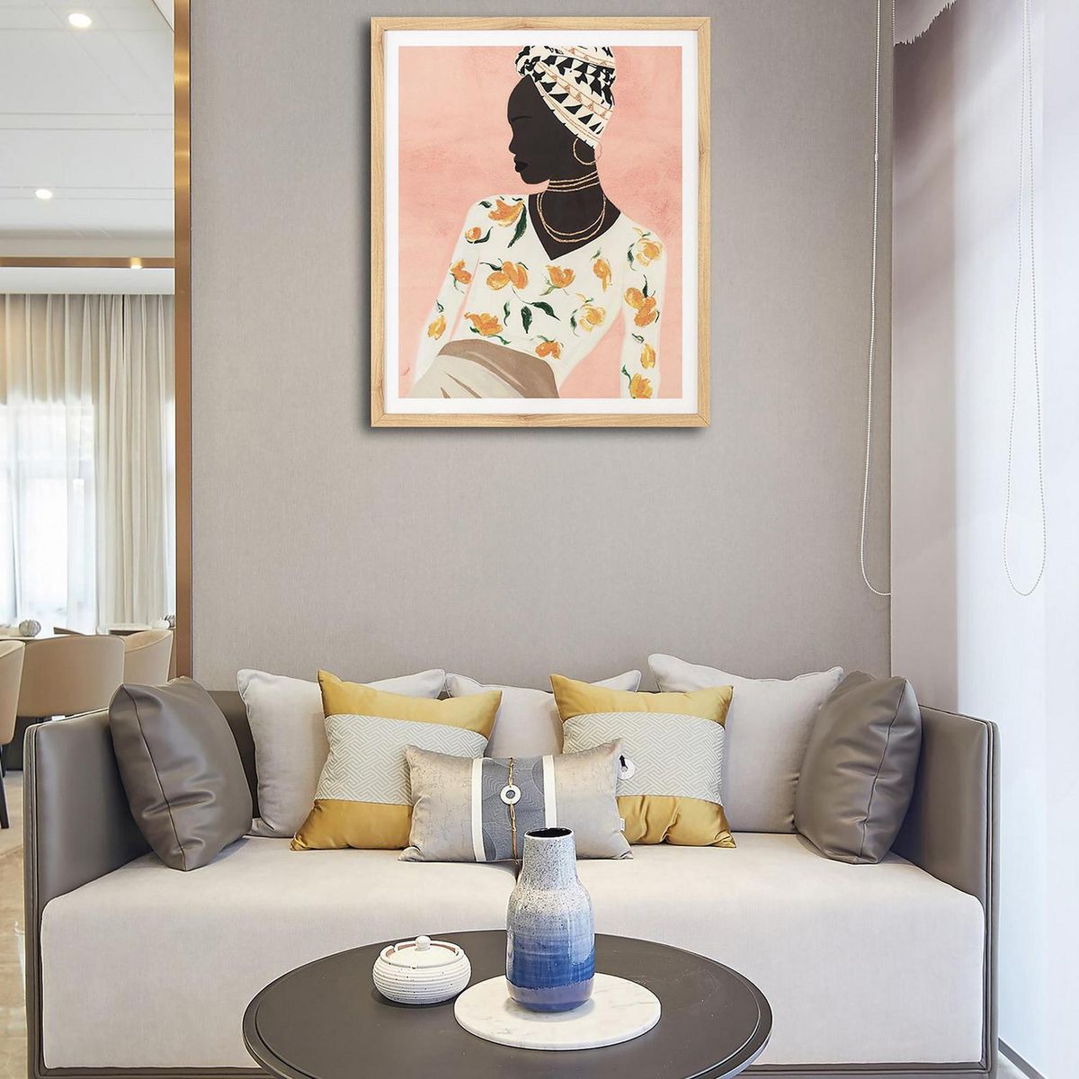 HOMY - Cuadro Africana Pastel 52x62 cm