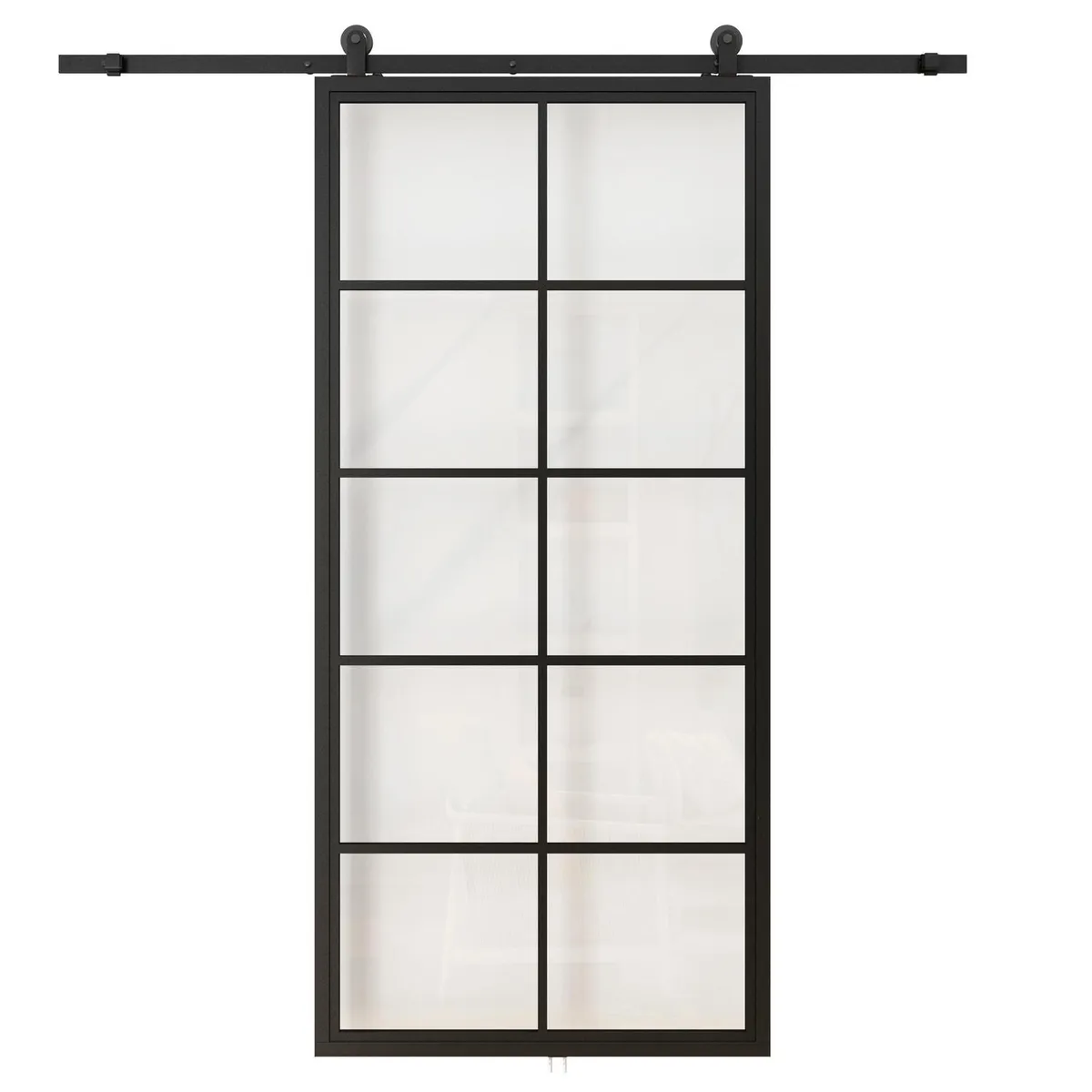 HOLZTEK - Kit Puerta Corredera Acero 83x204 cm Negro