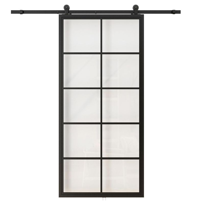 HOLZTEK - Kit Puerta Acero 83x204 cm Corredera Negro