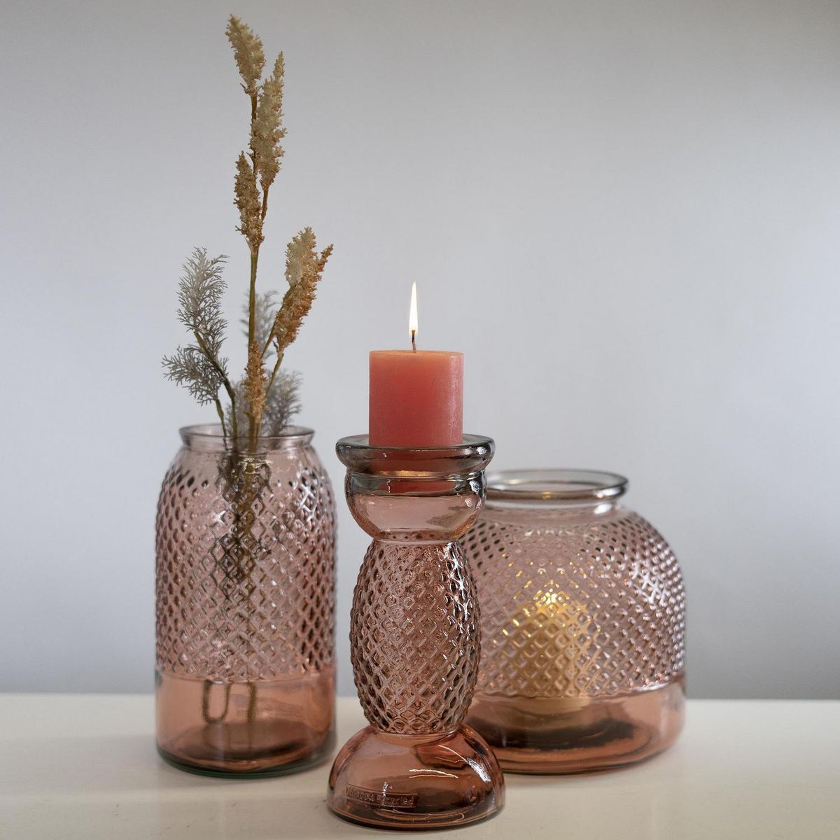 VIDRIOS SAN MIGUEL - Candelabro diamante 27 cm