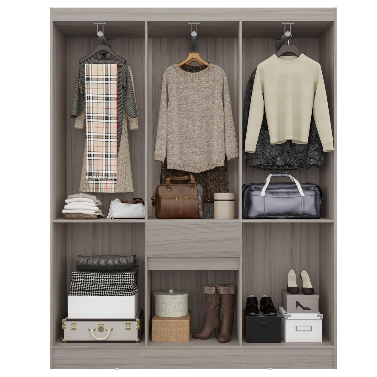 CASA BONITA - Closet 6 puertas 1 cajón 138x47x174 cm vainilla