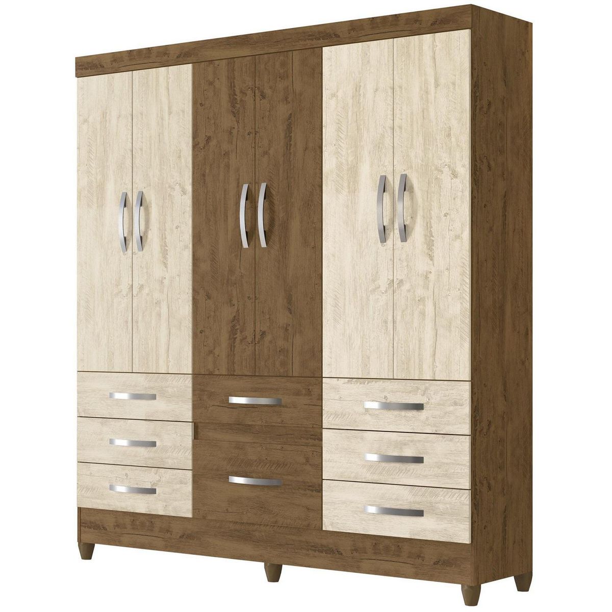 MOVAL - Clóset 6 Puerta(s) 8 Cajón(es) 5 Repisa(s) 177x204x47 cm Castaño/Avellana