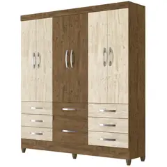 MOVAL - Clóset 6 Puerta(s) 8 Cajón(es) 5 Repisa(s) 177x204x47 cm Castaño/Avellana