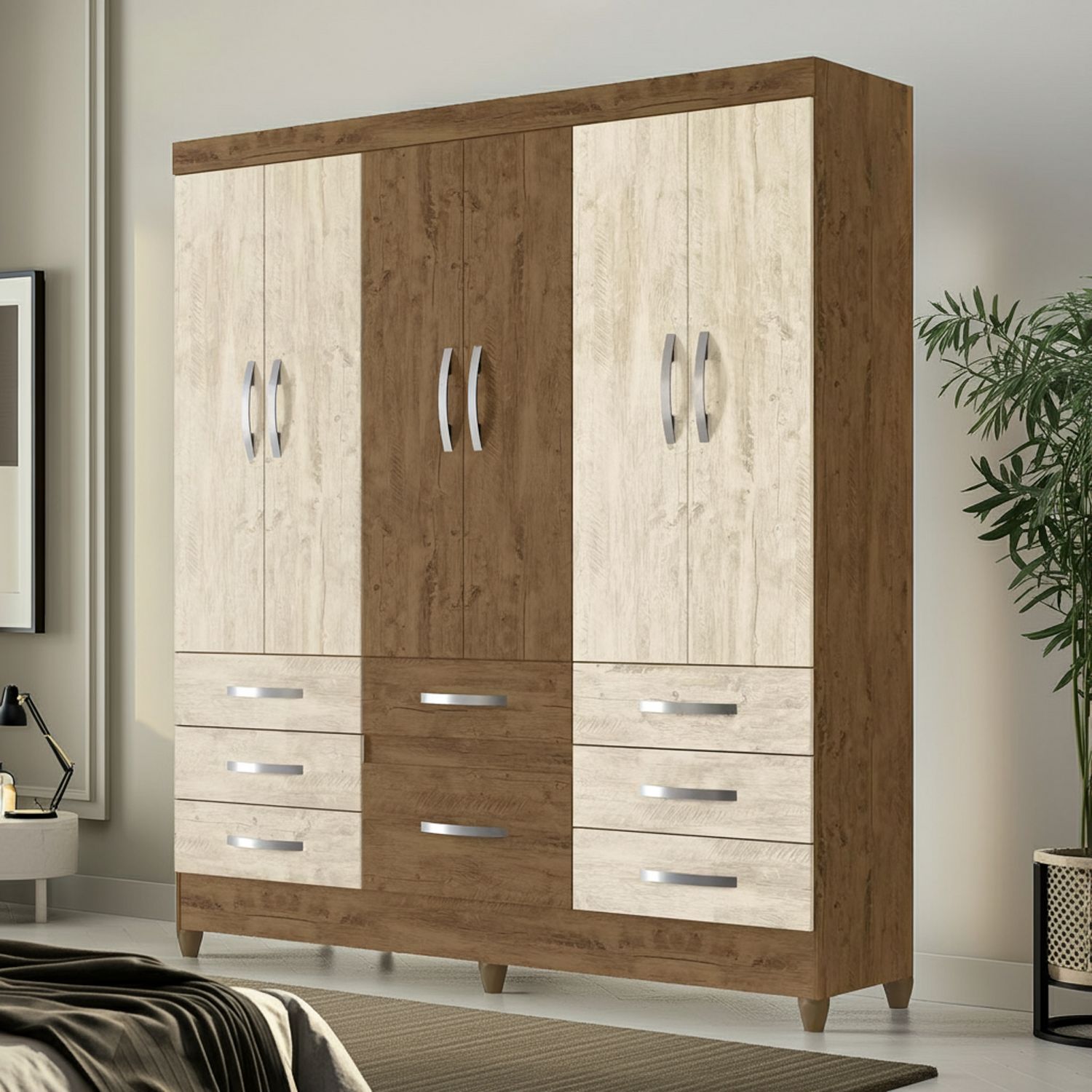 MOVAL Clóset 6 Puerta(s) 8 Cajón(es) 5 Repisa(s) 177x204x47 cm
