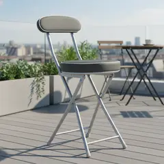 JUST HOME COLLECTION - Butaco Plegable Acolchado Gris 73x30x45 cm