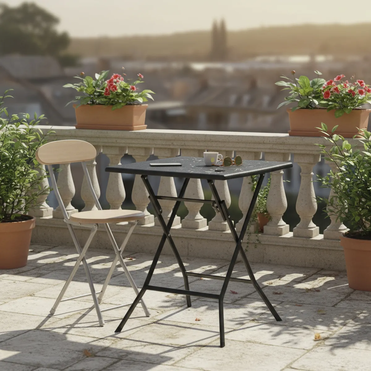 CASA BONITA - Silla Plegable Brich Madera 73x30x46 cm