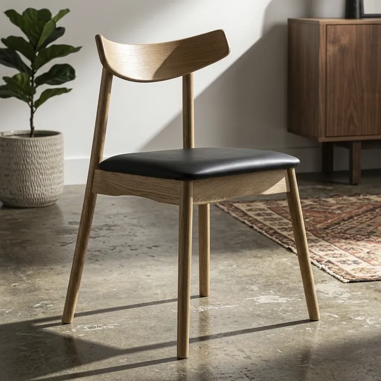 JUST HOME COLLECTION Silla Madera PU Negro 80.7x47.5x55 cm