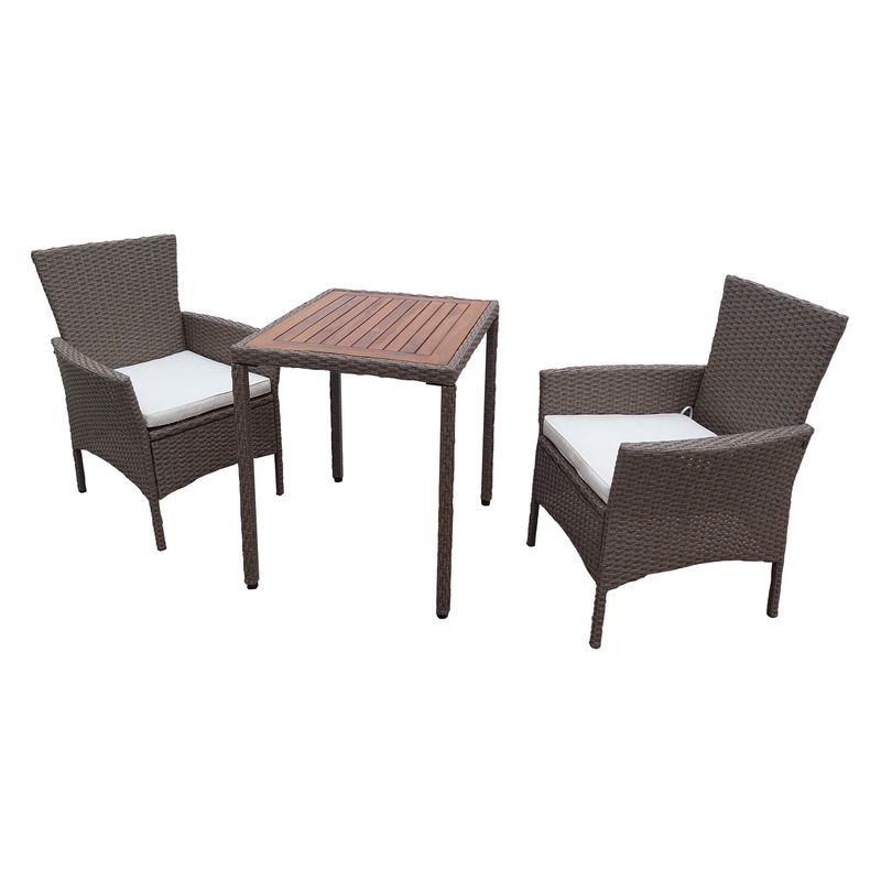 JUST HOME COLLECTION - Juego de comedor de terraza ratán 2 personas