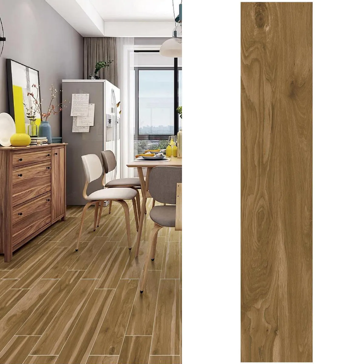 HOLZTEK - Porcelanato 20x100 cm Woody Veta Br Café 1 m2