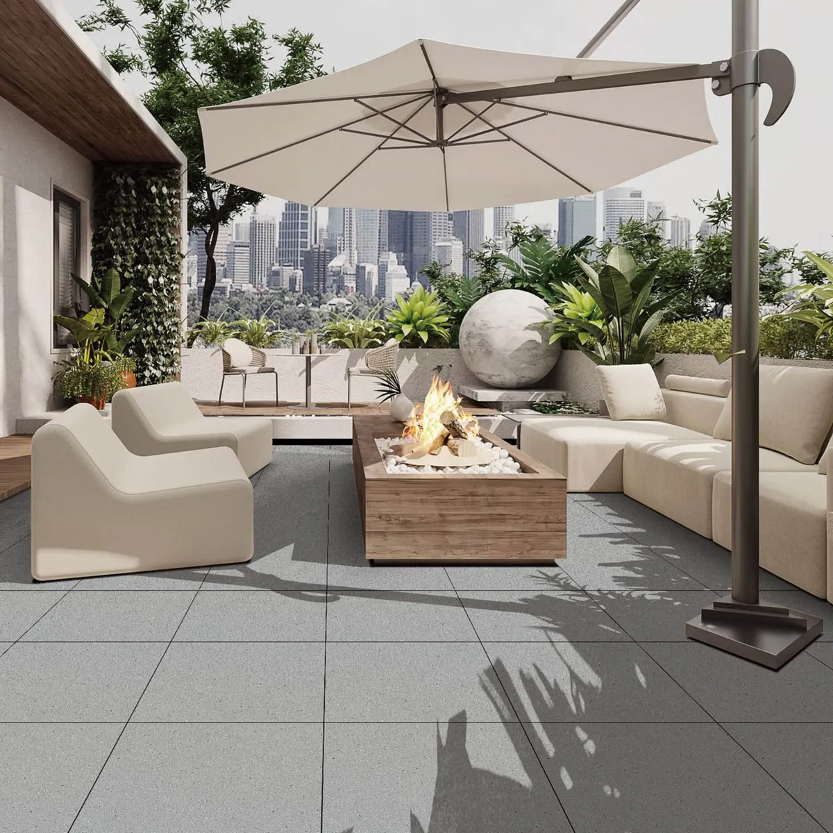 HOLZTEK - Gres Porcelánico 60x60 cm Terrazo Grey Gris 1.44 m2