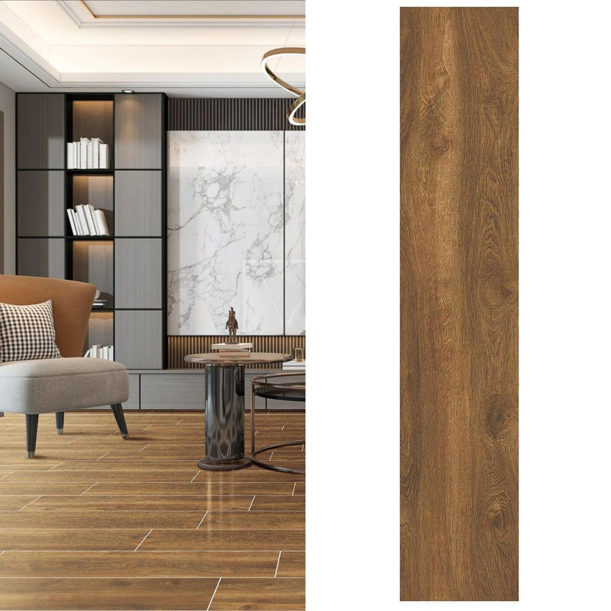 HOLZTEK - Porcelanato 20x100 cm Woody Oak Café 1 m2