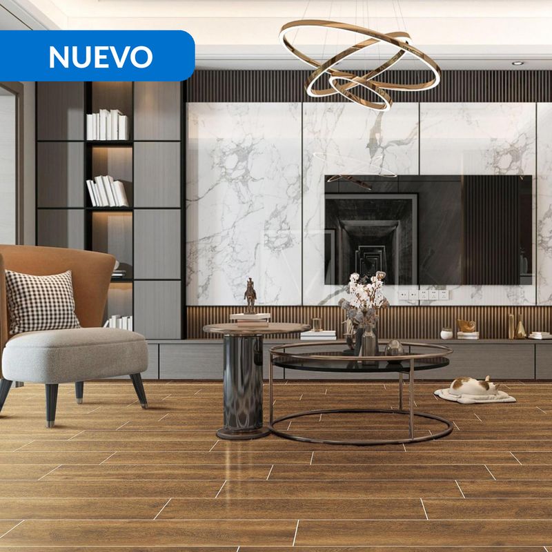 HOLZTEK - Porcelanato 20x100 cm Woody Oak Café 1 m2