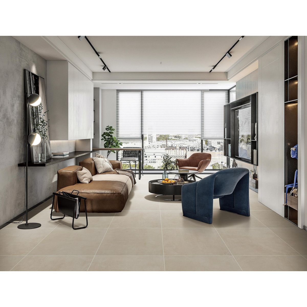 HOLZTEK - Gres Porcelánico 60x60 cm Liso Beige Beige 1.44 m2