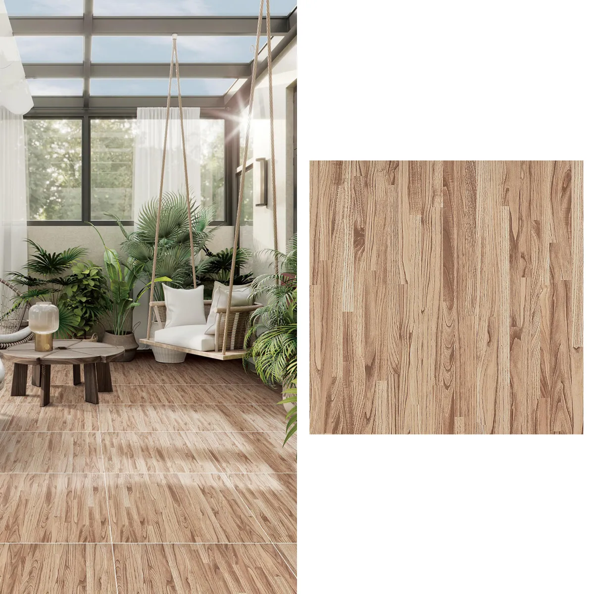 HOLZTEK - Gres Porcelánico 60x60 cm Woody Stick Café 1.44 m2