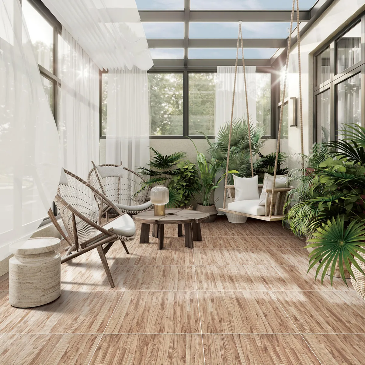 HOLZTEK - Gres Porcelánico 60x60 cm Woody Stick Café 1.44 m2