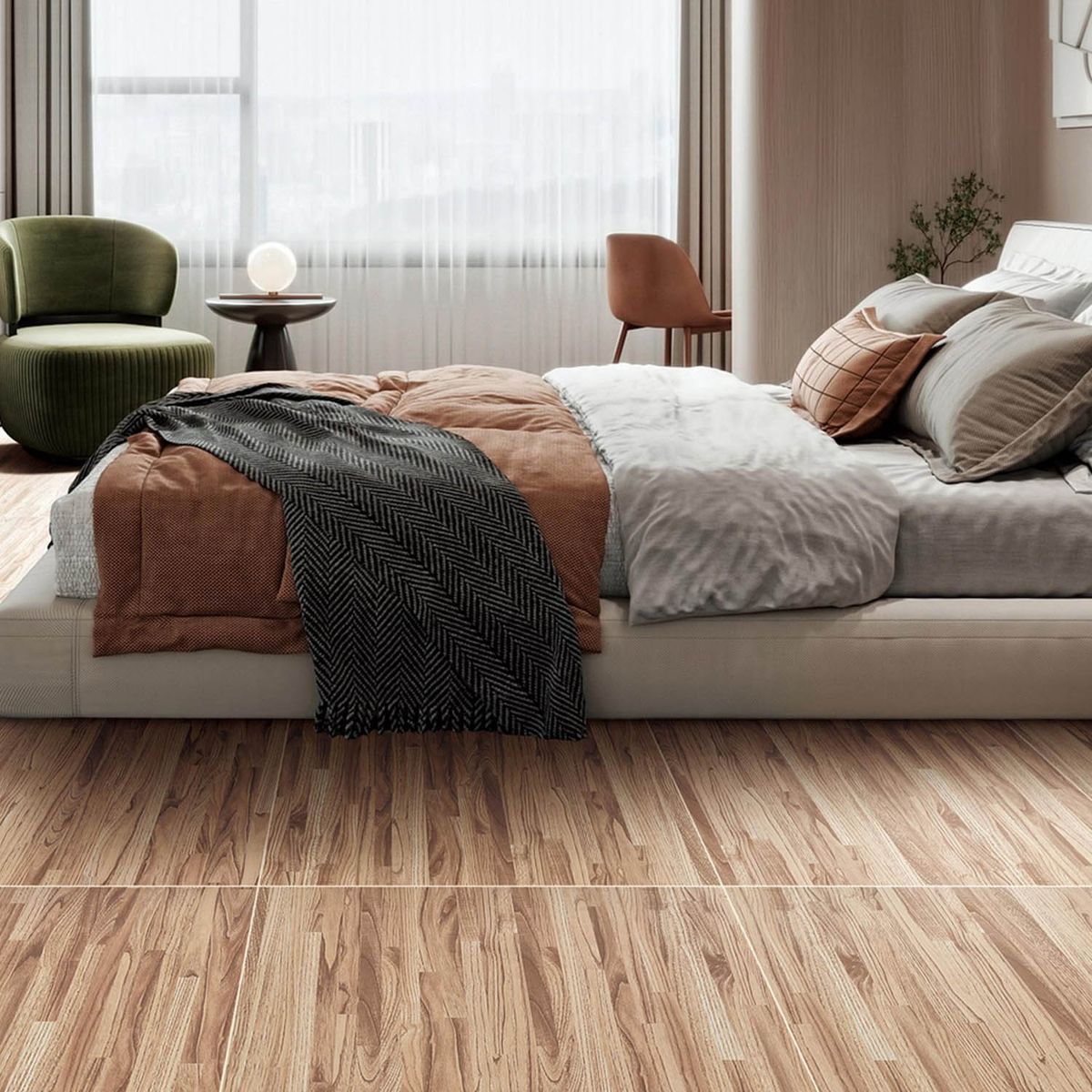 HOLZTEK - Gres Porcelánico 60x60 cm Woody Stick Café 1.44 m2