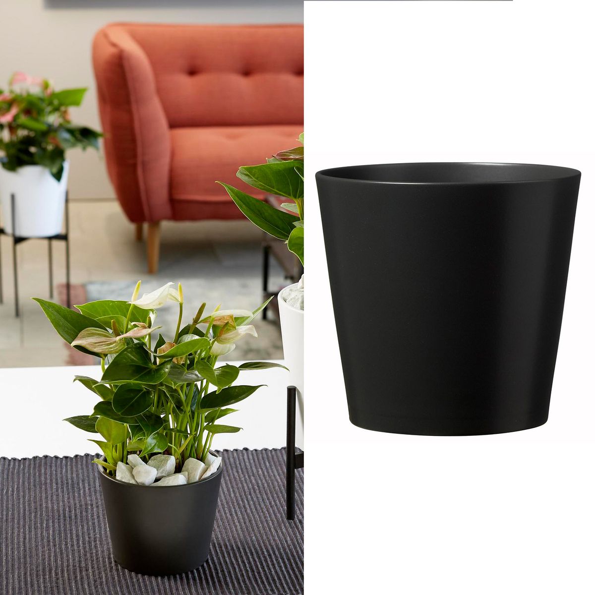 SK - Macetero Dallas de Cerámica 14x13 cm Antracita