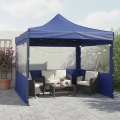 JUST HOME COLLECTION - Toldo Plegable con Paredes 3x3 metros Azul