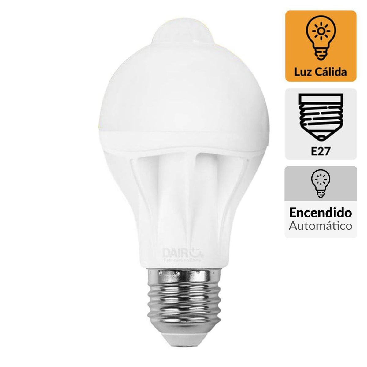 DAIRU - Ampolleta Led Sensor Movimiento 9 W E27 806 lm Luz Cálida