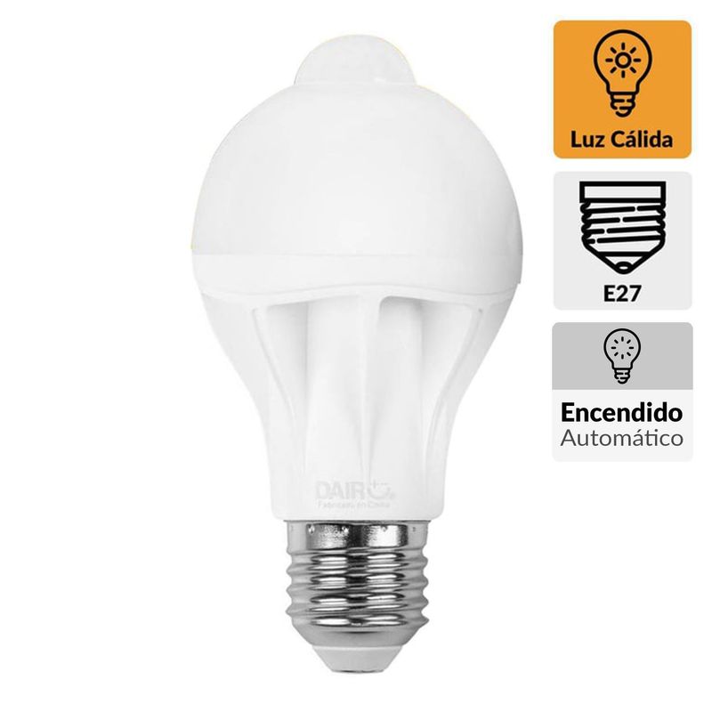 DAIRU - Ampolleta Led Sensor Movimiento 9 W E27 806 lm Luz Cálida