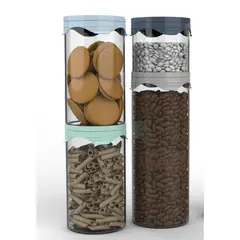 JUST HOME COLLECTION - Set 4 Contenedores Tapa Color Vidrio