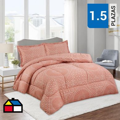 Plumn estampado boho 1,5 plazas rosa