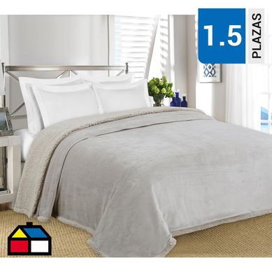 Frazada flanel 1,5 plazas beige