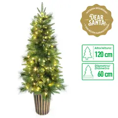 DEAR SANTA - Árbol de Navidad con 150 Luces 120 cm 204 Ramas con Base Macetero
