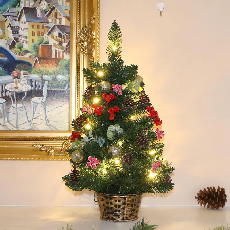 DEAR SANTA - Árbol Navidad Pequeño 33x60cm con Luces 60 Ramas 20 Luces