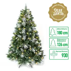 DEAR SANTA - Árbol de Navidad con 330 Luces 180 cm 930 Ramas con Adornos Incluidos