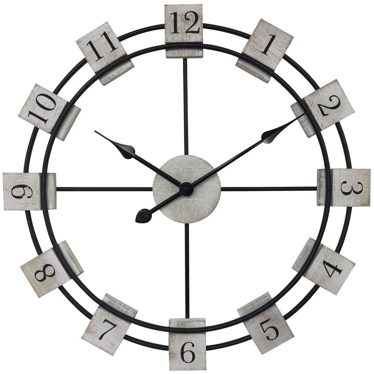 HOMY - Reloj de pared blanco y negro 60 cm