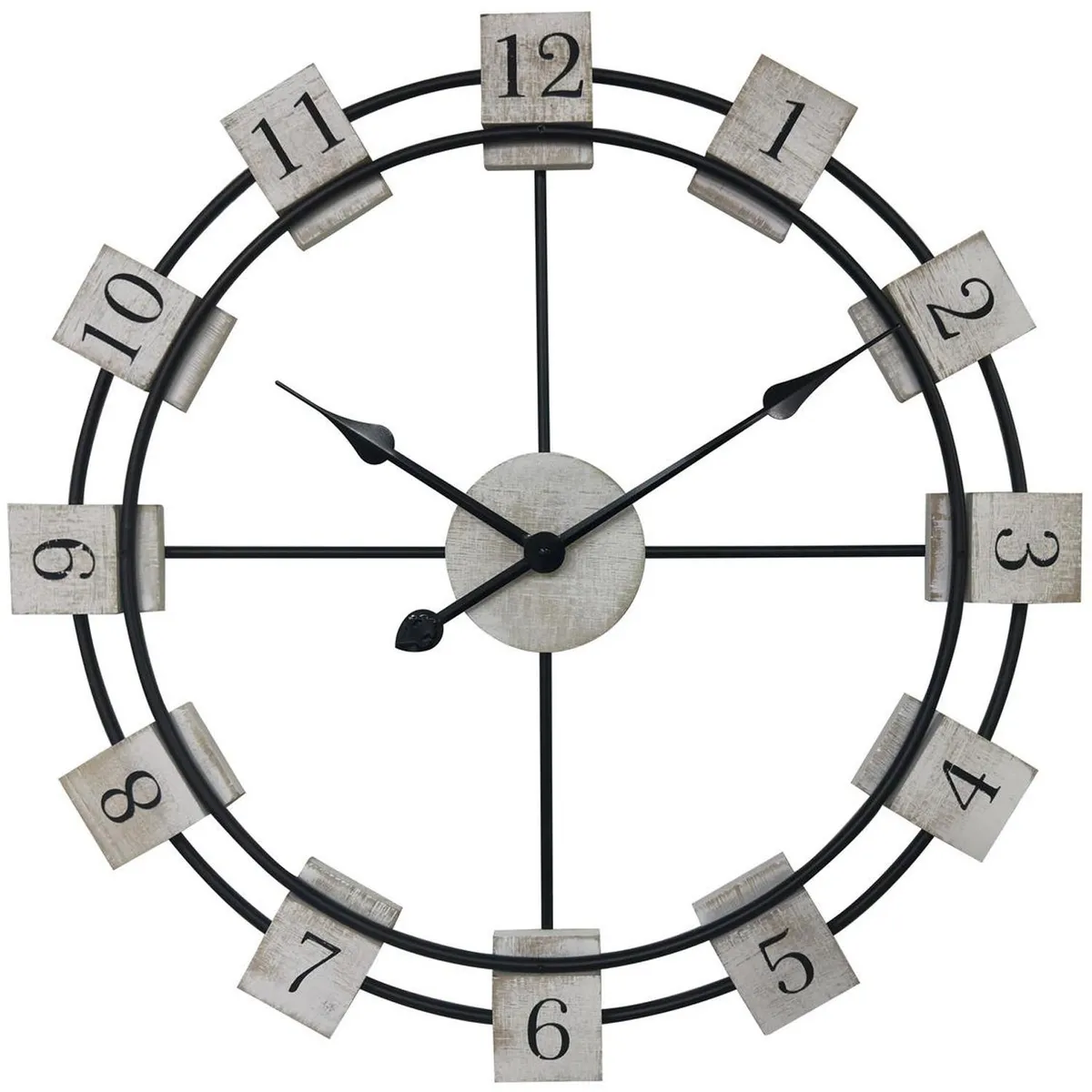 HOMY - Reloj de pared blanco y negro 60 cm