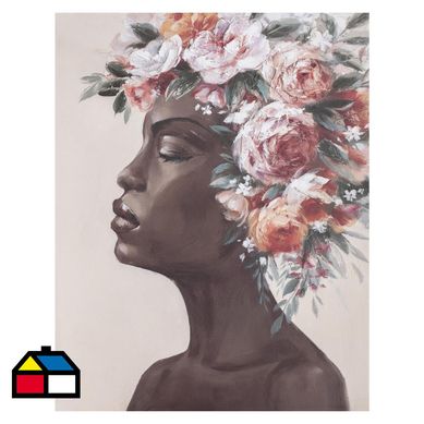 Canvas perfil africana flor 80x100 cm