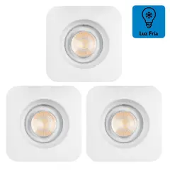 DAIRU - Set 3 Spots LED empotrado 5W Luz Fría Cuadrado Blanco